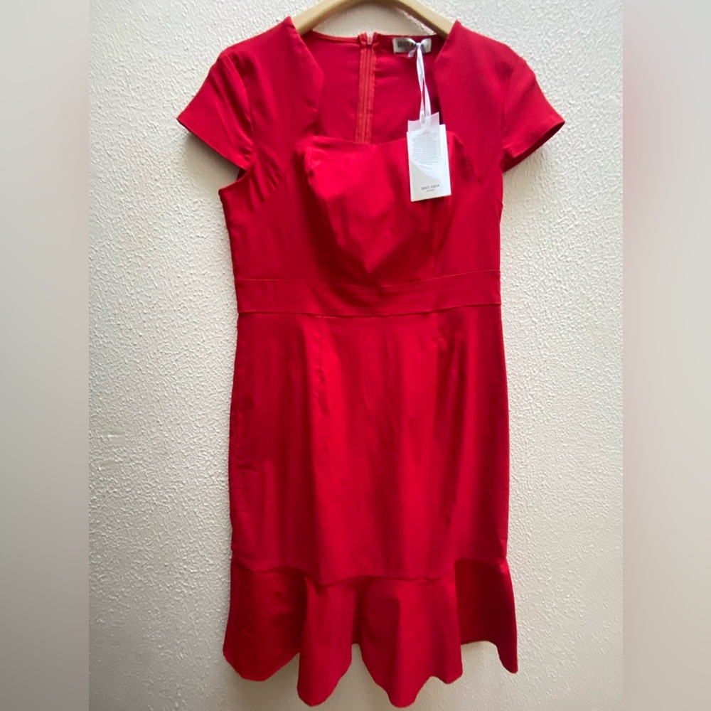 Grace Karin Sheath Dress Sz Large Career Short Sleeve Chic Stretch Red